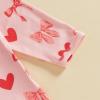 imageKuriozud First Valentines Baby Girl Outfit Newborn Heart Footed Jumpsuit Ruffle Zipper Romper Baby Coming Home OutfitValentines Heart Bownotpink