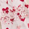 imageKuriozud First Valentines Baby Girl Outfit Newborn Heart Footed Jumpsuit Ruffle Zipper Romper Baby Coming Home OutfitValentines Heart Bowred