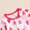 imageKuriozud First Valentines Baby Girl Outfit Newborn Heart Footed Jumpsuit Ruffle Zipper Romper Baby Coming Home OutfitValentines Heartpink