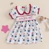 image4th of July Toddler Little Girl Outfit Smocked Dress Fourth of July Vintage Dress for Kids Cute Patriotic ClothesAmerican Flag White