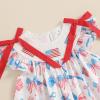 image4th of July Toddler Little Girl Outfit Smocked Dress Fourth of July Vintage Dress for Kids Cute Patriotic ClothesBow American Flag Blue