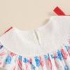 image4th of July Toddler Little Girl Outfit Smocked Dress Fourth of July Vintage Dress for Kids Cute Patriotic ClothesBow American Flag Blue