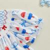 image4th of July Toddler Little Girl Outfit Smocked Dress Fourth of July Vintage Dress for Kids Cute Patriotic ClothesBow Popsicle Blue