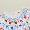 image4th of July Toddler Little Girl Outfit Smocked Dress Fourth of July Vintage Dress for Kids Cute Patriotic ClothesBow Popsicle Blue