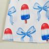 image4th of July Toddler Little Girl Outfit Smocked Dress Fourth of July Vintage Dress for Kids Cute Patriotic ClothesBow Popsicle Blue