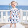 image4th of July Toddler Little Girl Outfit Smocked Dress Fourth of July Vintage Dress for Kids Cute Patriotic ClothesBow Popsicle Blue