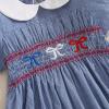 image4th of July Toddler Little Girl Outfit Smocked Dress Fourth of July Vintage Dress for Kids Cute Patriotic ClothesRed White Bule Bow Blue