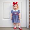 image4th of July Toddler Little Girl Outfit Smocked Dress Fourth of July Vintage Dress for Kids Cute Patriotic ClothesRed White Bule Bow Blue