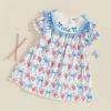image4th of July Toddler Little Girl Outfit Smocked Dress Fourth of July Vintage Dress for Kids Cute Patriotic ClothesUsa Sky Blue