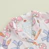 imageKuriozud Toddler Girl Summer Silk Satin Pajama Set Baby Western Summer Pjs Girl Feather Trim Sleeve Nightgown PjsEasterpink