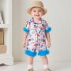 imageKuriozud Toddler Girl Summer Silk Satin Pajama Set Baby Western Summer Pjs Girl Feather Trim Sleeve Nightgown PjsMemorial Dayblue
