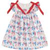 image4th of July Toddler Little Girl Outfit Smocked Dress Fourth of July Vintage Dress for Kids Cute Patriotic ClothesBow American Flag Blue