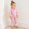 imageKuriozud ToddlerampampLittle Girl Silk Pajama Two Piece Set Feather Trim Button Tops Stain Pants Birthday Fall Winter SleepwearPink Bow