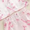 imageKuriozud ToddlerampampLittle Girl Silk Pajama Two Piece Set Feather Trim Button Tops Stain Pants Birthday Fall Winter SleepwearPink Bowlobster