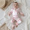 imageKuriozud ToddlerampampLittle Girl Silk Pajama Two Piece Set Feather Trim Button Tops Stain Pants Birthday Fall Winter SleepwearPink Bowlobster