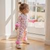 imageKuriozud ToddlerampampLittle Girl Silk Pajama Two Piece Set Feather Trim Button Tops Stain Pants Birthday Fall Winter SleepwearPink Strawberry Bow