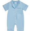 imageKuriozud Baby Girl Silk Pajamas Feather Cuffs Romper Stain OnePiece Jumpsuit Pjs Lapel Button Down NightgownBlue a
