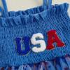 imageKuriozud 4th of July Outfit Baby Girl Smocked Tank TopWide Leg Pants Set Kids Toddler Girl Fourth of July Clothes4th July Usa Tutu Blue