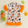 imageKuriozud Baby Girl Pajamas Newborn Button Down Romper Jumpsuit Feather Trim Nightgown Infant Sleepwear OnePiece Summer PjsHalloween Pumpkin Orange