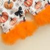 imageKuriozud Baby Girl Pajamas Newborn Button Down Romper Jumpsuit Feather Trim Nightgown Infant Sleepwear OnePiece Summer PjsHalloween Pumpkin Orange