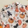 imageKuriozud Baby Girl Pajamas Newborn Button Down Romper Jumpsuit Feather Trim Nightgown Infant Sleepwear OnePiece Summer PjsHalloween Pumpkin Orange