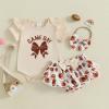 imageKuriozud My First 4th of July Outfit Baby Girl Romper Onesie BodysuitRuffle Tutu Shorts Bloomer 1st Fourth of July ClothesFootball Khaki