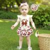 imageKuriozud My First 4th of July Outfit Baby Girl Romper Onesie BodysuitRuffle Tutu Shorts Bloomer 1st Fourth of July ClothesFootball Khaki