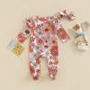 imageKuriozud Newborn Baby Girl Boy Footie Romper One Piece Jumpsuit Sleeper Infant ClothesFlower Footie Red
