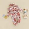 imageKuriozud Newborn Baby Girl Boy Footie Romper One Piece Jumpsuit Sleeper Infant ClothesFlower Footie Red