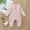 imageKuriozud Newborn Infant Unisex Baby Boy Girl Clothes Button Romper Jumpsuit Basic One Piece OutfitsLong Sleeve One Piece Pink
