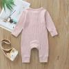 imageKuriozud Newborn Infant Unisex Baby Boy Girl Clothes Button Romper Jumpsuit Basic One Piece OutfitsLong Sleeve One Piece Pink