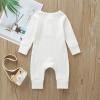 imageKuriozud Newborn Infant Unisex Baby Boy Girl Clothes Button Romper Jumpsuit Basic One Piece OutfitsLong Sleeve One Piece White