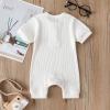 imageKuriozud Newborn Infant Unisex Baby Boy Girl Clothes Button Romper Jumpsuit Basic One Piece OutfitsShort Sleeve Romper White