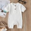 imageKuriozud Newborn Infant Unisex Baby Boy Girl Clothes Button Romper Jumpsuit Basic One Piece OutfitsShort Sleeve Romper White