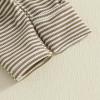 imageKuriozud Newborn Infant Unisex Baby Boy Girl Clothes Button Romper Jumpsuit Basic One Piece OutfitsStriped Long Sleeve With Mittens Khaki