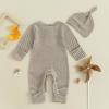 imageKuriozud Newborn Infant Unisex Baby Boy Girl Clothes Button Romper Jumpsuit Basic One Piece OutfitsStriped Long Sleeve With Mittens Khaki