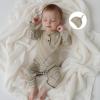 imageKuriozud Newborn Infant Unisex Baby Boy Girl Clothes Button Romper Jumpsuit Basic One Piece OutfitsStriped Long Sleeve With Mittens Khaki