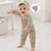 imageKuriozud Newborn Infant Unisex Baby Boy Girl Clothes Button Romper Jumpsuit Basic One Piece OutfitsStriped Long Sleeve With Mittens Khaki
