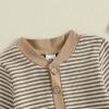 imageKuriozud Newborn Infant Unisex Baby Boy Girl Clothes Button Romper Jumpsuit Basic One Piece OutfitsStriped Striped Long Sleeve With Hat Khaki