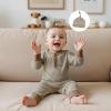 imageKuriozud Newborn Infant Unisex Baby Boy Girl Clothes Button Romper Jumpsuit Basic One Piece OutfitsStriped Striped Long Sleeve With Hat Khaki