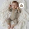 imageKuriozud Newborn Infant Unisex Baby Boy Girl Clothes Button Romper Jumpsuit Basic One Piece OutfitsStriped Striped Long Sleeve With Hat Khaki