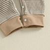 imageKuriozud Newborn Infant Unisex Baby Boy Girl Clothes Button Romper Jumpsuit Basic One Piece OutfitsStriped Striped Long Sleeve With Hat Khaki