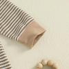 imageKuriozud Newborn Infant Unisex Baby Boy Girl Clothes Button Romper Jumpsuit Basic One Piece OutfitsStriped Striped Long Sleeve With Hat Khaki