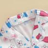 imageKuriozud Toddler Girl Pajamas 4th Of July Baby Silk Satin Nightgown Girls Fourth Of July Pjs Button Down 2Pcs Pajamas SetIce Cream White
