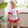 imageKuriozud Toddler Girl Pajamas 4th Of July Baby Silk Satin Nightgown Girls Fourth Of July Pjs Button Down 2Pcs Pajamas SetIce Cream White