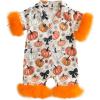 imageKuriozud Baby Girl Pajamas Newborn Button Down Romper Jumpsuit Feather Trim Nightgown Infant Sleepwear OnePiece Summer PjsHalloween Pumpkin Orange