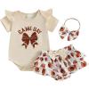 imageKuriozud My First 4th of July Outfit Baby Girl Romper Onesie BodysuitRuffle Tutu Shorts Bloomer 1st Fourth of July ClothesFootball Khaki