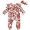 imageKuriozud Newborn Baby Girl Boy Footie Romper One Piece Jumpsuit Sleeper Infant ClothesFlower Footie Red