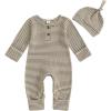 Striped Long Sleeve With Mittens Khaki
