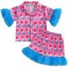 imageKuriozud Toddler Girl Pajamas 4th Of July Baby Silk Satin Nightgown Girls Fourth Of July Pjs Button Down 2Pcs Pajamas SetIce Cream Red